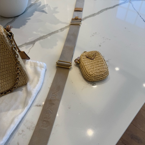 Prada Raffia Re-edition Gold Crossbody Bag - Picture 8 of 16